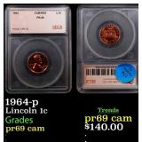 1964-p Proof Lincoln Cent 1c pr69 cam SEGS
