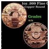 1oz .999 Fine Copper Bullion Round - We