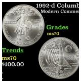 1992-d Columbus Modern Commem Dollar $1 ms70 SEGS