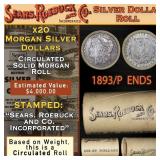 60- Circulated SEARS Silver Morgan Dollar $1 Roll