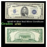 1934D $5 Blue Seal Silver Certificate Grades xf
