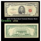 1963 $5 Red Seal United States Note Grades vf++