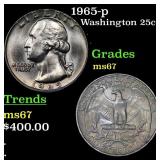 1965-p Washington Quarter 25c Grades GEM++ Unc