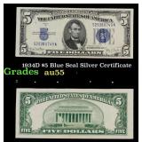 1934D $5 Blue Seal Silver Certificate Grades Choic