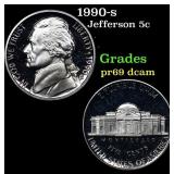 1990-s Proof Jefferson Nickel 5c Grades GEM++ Proo