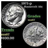 1971-p Roosevelt Dime 10c Grades GEM++ Unc