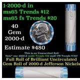 BU Shotgun Jefferson 5c roll, 2000-d 40 pcs Bank $