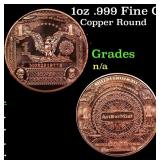 1oz .999 Fine Copper Bullion Round - Silver Certif
