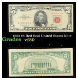 1963 $5 Red Seal United States Note Grades vf++