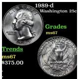 1989-d Washington Quarter 25c Grades GEM++ Unc