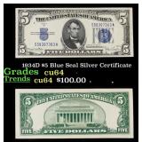1934D $5 Blue Seal Silver Certificate Grades Choic