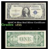 1935C $1 Blue Seal Silver Certificate Grades vf++