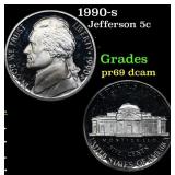 1990-s Proof Jefferson Nickel 5c Grades GEM++ Proo