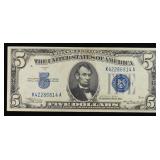1934A $5 Blue Seal Silver Certificate Grades Choic