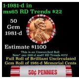 BU Shotgun Lincoln 1c roll, 1981-d 50 pcs Bank Wra