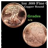 1oz .999 Fine Copper Bullion Round - Walking Liber