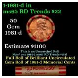 BU Shotgun Lincoln 1c roll, 1981-d 50 pcs Bank Wra
