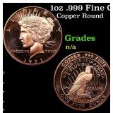 1oz .999 Fine Copper Bullion Round - Peace Dollar