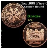 1oz .999 Fine Copper Bullion Round - Merry Christm
