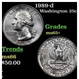 1989-d Washington Quarter 25c Grades GEM+ Unc