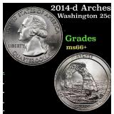 2014-d Arches Washington Quarter 25c Grades GEM++