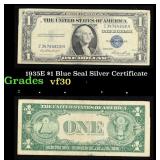 1935E $1 Blue Seal Silver Certificate Grades vf++