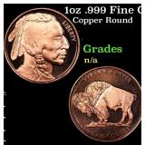 1oz .999 Fine Copper Bullion Round - Buffalo Nicke