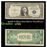 1935F $1 Blue Seal Silver Certificate Grades xf