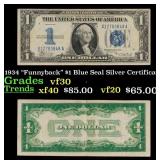 1934 $1 Blue Seal Silver Certificate Grades vf++