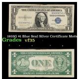 1935G No Motto $1 Blue Seal Silver Certificate Gra