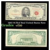 1963 $5 Red Seal United States Note Grades vf++