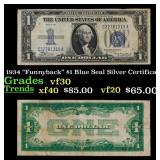 1934 $1 Blue Seal Silver Certificate Grades vf++