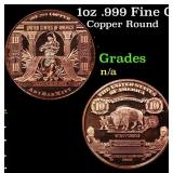 1oz .999 Fine Copper Bullion Round - $10 Bank Note