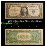 1957 $1 Blue Seal Silver Certificate Grades f+