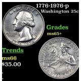 1776-1976-p Washington Quarter 25c Grades GEM+ Unc