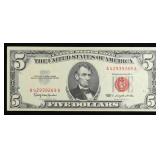 1963 $5 Red Seal United States Note Grades xf