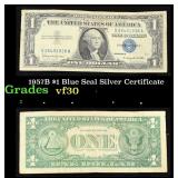 1957B $1 Blue Seal Silver Certificate Grades vf++