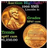 1966 SMS Lincoln Cent 1c SP67 cam SEGS