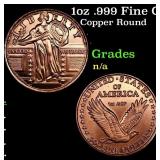 1oz .999 Fine Copper Bullion Round - Standing Libe