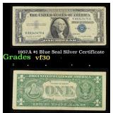 1957A $1 Blue Seal Silver Certificate Grades vf++