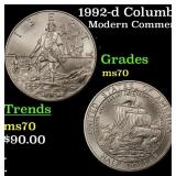 1992-d Columbus Modern Commem Half Dollar 50c ms70