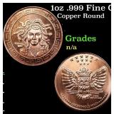 1oz .999 Fine Copper Bullion Round - Medusa Style