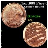 1oz .999 Fine Copper Bullion Round - Bald Eagle St