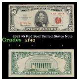 1963 $5 Red Seal United States Note Grades xf