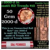 BU Shotgun Lincoln 1c roll, 2000-d 50 pcs Bank Wra