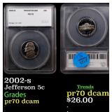 2002-s Proof Jefferson Nickel 5c pr70 dcam SEGS