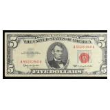 1963 $5 Red Seal United States Note Grades vf++