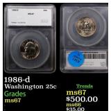 1986-d Washington Quarter 25c ms67 SEGS
