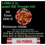 BU Shotgun Lincoln 1c roll, 1981-d 50 pcs Bank Wra