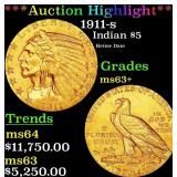 *Highlight* 1911-s Gold Indian Half Eagle $5 Selec